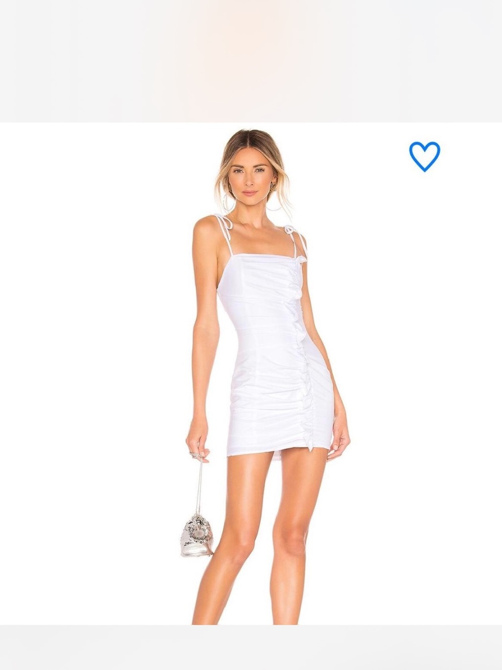 Superdown Pia Ruched Ruffle Dress White